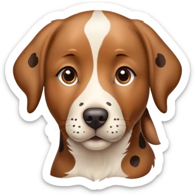 photorealistic brown Labrador retriever with spotted calico pattern, detailed fur texture, lifelike eyes sticker