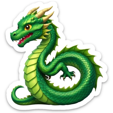 Create a single emoji of a Dragon in full body, shown at a slight side angle in a natural, characteristic pose. stylized like an emoji, but clearly recognizable.  sticker