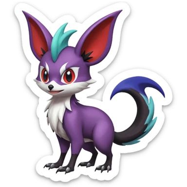 Shiny Cute Noibat-Noivern-Mightyena-Silvally-Fakémon-hybrid-creature (full body)  sticker