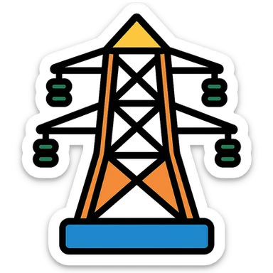color outline icon of power lines sticker