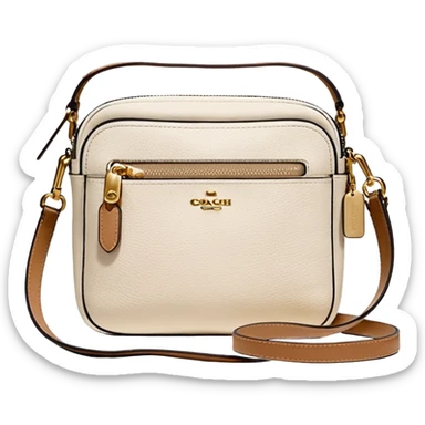 Coach Men Crossbody Bag in Pebbled Leather all white beige rectangle
 sticker