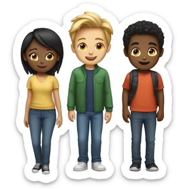 2 girls and 1 boy friends sticker