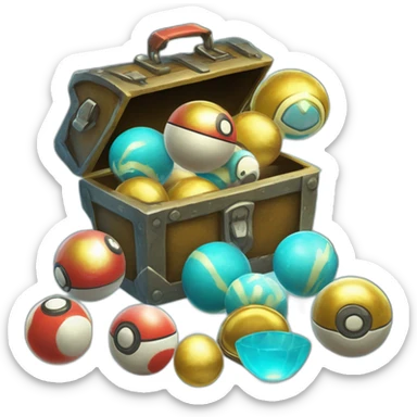 Pokemon Game LootCase Color Cyan Rich Treasure Legendary Epic Pokeballs Pokemons and Pokemon Items Inside this have Shiny Glow sticker