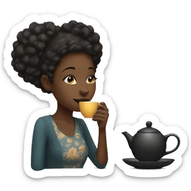 Black girl sipping tea sticker