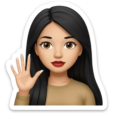 latina girl with straight long hair thats black memoji with nail no lipstick thats a baddie sticker