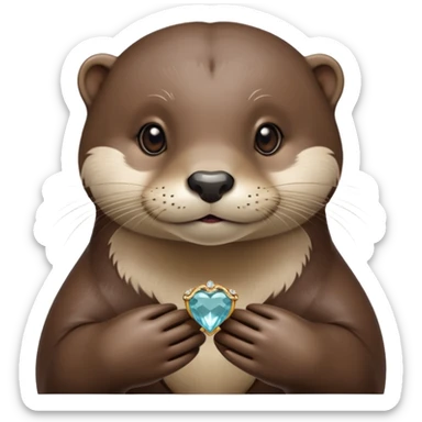 Female otter with an engagement ring sticker