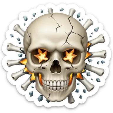 Skull with head explode sticker