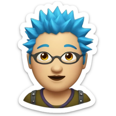 Older fat lesbian Chilean very short spiky bright blue hair sticker