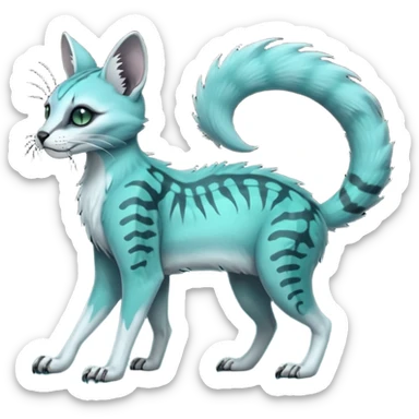 dark spooky foggy gloomy skeletal nightly skully zombie-like swampy ghostly greyish dull green-blue-turquoise spectral glorious divine exotic cute cool beautiful beautiful fantasy-caracal-civet-genet-sergal-vernid-Vaporeon-Cacomistle-Trico-oncilla-animal-Fakémon-hybrid-creature (full body) sticker