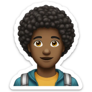 young black teen with a freeform afro and a light mustache and small chin hairs sticker