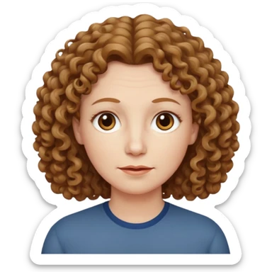 really long hair light brown curly pale skin middle age sticker