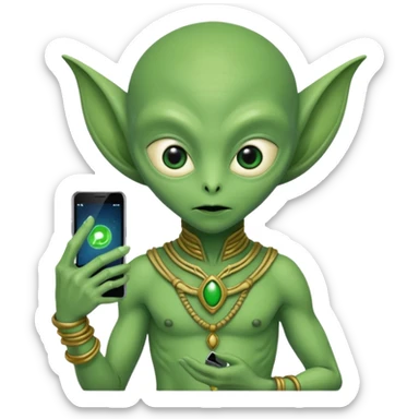 alien with persion crawl custome dress and smartphone sticker