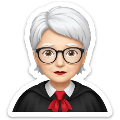 An older woman with glasses and white hair, in a red tie and black cape (might resemble Professor McGonagall). sticker