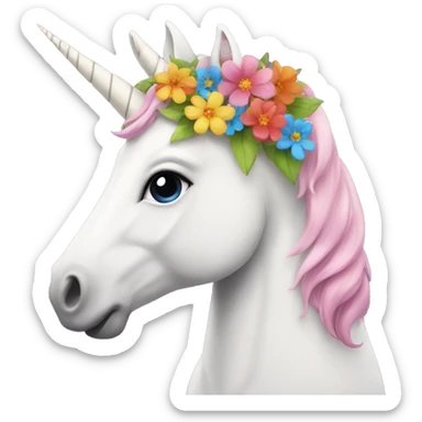  rainbow unicorn with flowers sticker
