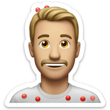 Man with alot of small red balls in his mouth  sticker