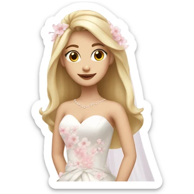 Beautiful finish blonde girl with sakura wedding dress sticker