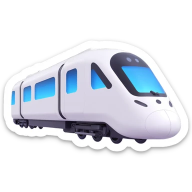 futuristic white train, microsoft fluent emoji style sticker