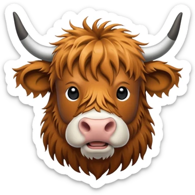 black and white line art highland cow sticker