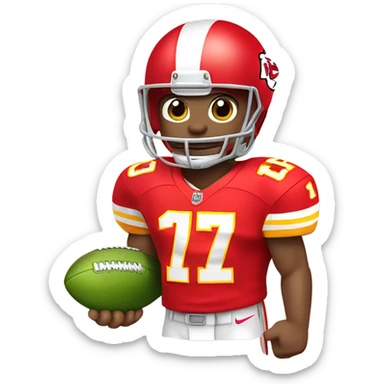 Cartoon Dill Pickle with Kansas City Chiefs football Jersey sticker