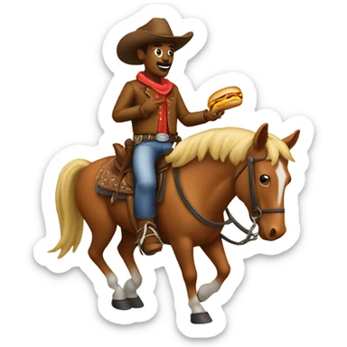 cowboy on a horse eating a hotdog sticker
