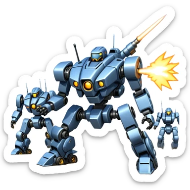 an army massive mech shooting forward enemy mech off-road racing motorcycle  sticker