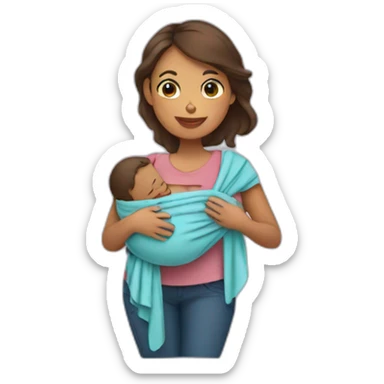 Babywearing mom with baby and wrap sticker