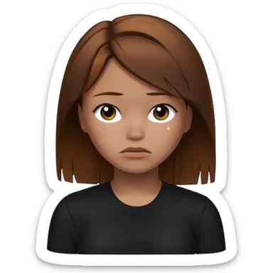 Roblox darians46 AVATARgirl whit brown hair and black shirt sad sticker