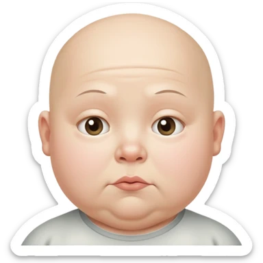 a bald fat lazy looking kid with a triple chin and ugly eyes sticker