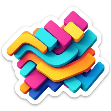 Glitch art, pixelated abstract shape, distorted lines, bright colors, minimalistic, on a white background, simple, clean, no extra details. sticker