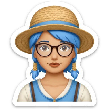 woman glassess, fat venice gondolier with iconic hat and blue hair woman sticker