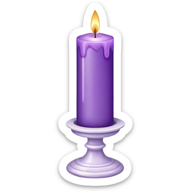 Purple candle on a white marble-candle-holder-stand sticker