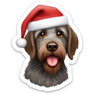 Wirehaired pointing griffon add Santa hat sticker