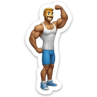 Guy with big triceps in a bodybuilding triceps pose sticker