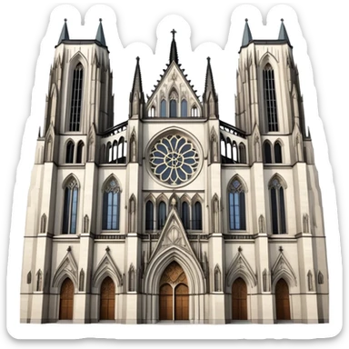 Cinematic Realistic Cologne Cathedral Landmark Emoji, showcasing Gothic architecture rendered with detailed stone textures and majestic, dynamic lighting. sticker