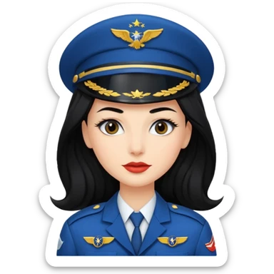 Femme cheveux long noir travaille dans le domaine de l'aéronautique sourcils plus fournis makeup clean sticker