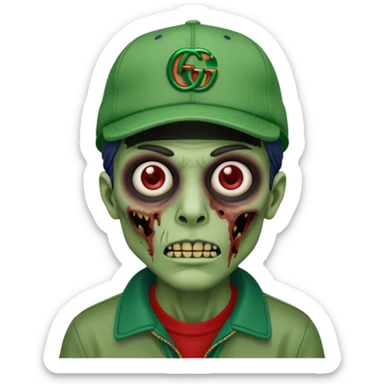 Create a zombie emoji with a gucci cap sticker