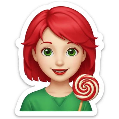 very pretty candy shop girl face with lollipop hair red and green combined sticker