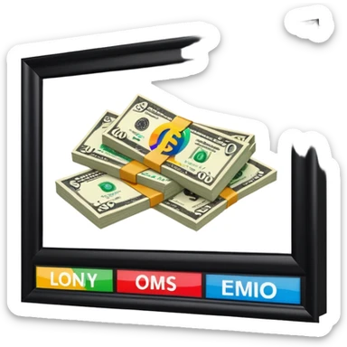 money and a billboard advertisement sticker