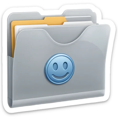 A **simple emoji-style icon** of a **frosted light-gray plastic folder** with **rounded corners**, **elastic string and button closure**, slightly translucent, clean front, subtle shading, and a **small tax/forms symbol in one corner.
 sticker