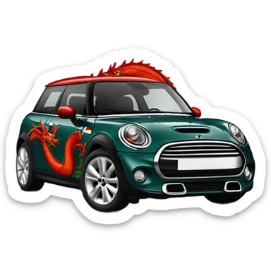 Mini Cooper with Welsh dragon  sticker