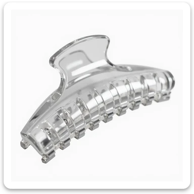 realistic hairclip made of clear acrylic, photorealistic, isolated, no hair, neutral background sticker