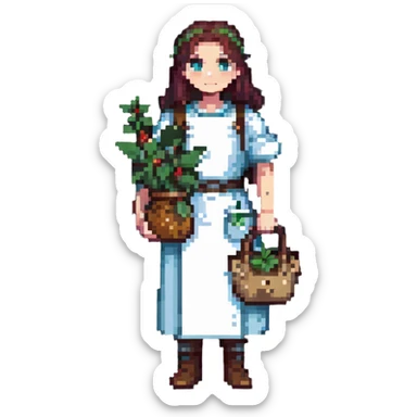 Healer with herbs bag sticker