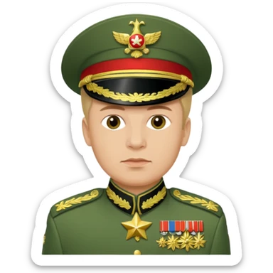 Generate a photorealistic Russian general in a green general's uniform. maximum quality and realism sticker