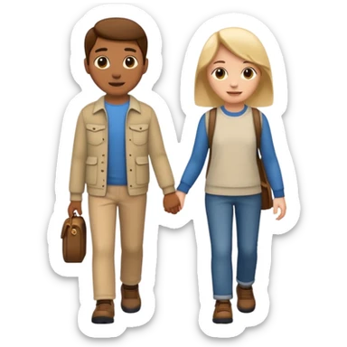 iOS emoji style. 2 friends walking and talking sticker