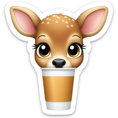 Baby deer drinking iced coffee sticker