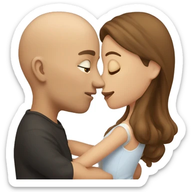 Bald man kissing brown haired girl sticker