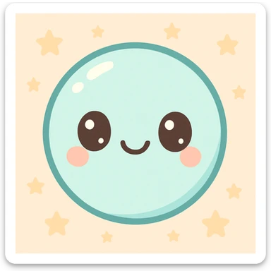 a cartoon bubble with a smiling face, kawaii style, cute and cheerful expression sticker