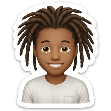 a black boy with a dreadlocks and a white t shirt sticker