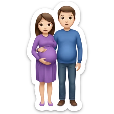 A pregnant woman with long straight brown hair and fair skin and man with short brown hair and fair skin  sticker