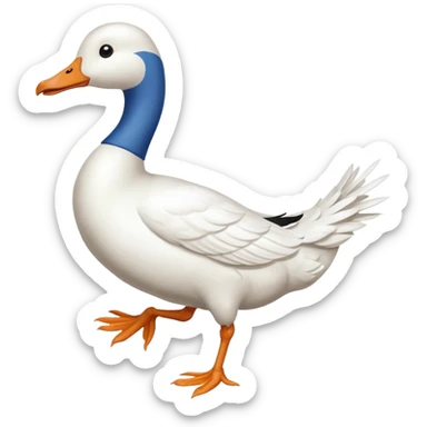 Make me an emoji of a goose that is running towards something. Also make it white.  sticker